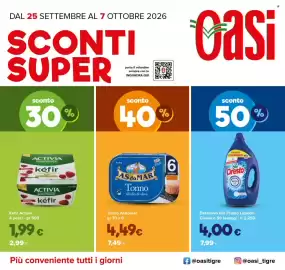 Volantino Oasi Pagina 1: Tonno Asdomar €4,49, Detersivo Bio Presto Liquido Classico €4,00