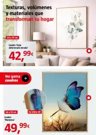 Catálogo Bauhaus Página 12: Cuadro 'Hoja deteriorada dorada' €42,99, Cuadro 'Mariposa' €49,99