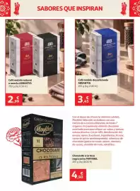 Folleto Alcampo Página 14: Maykhel chocolate a la taza negro extra €4,50, Abbantia café molido natural o mezcla €2,99