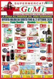 Volantino GuMì Supermercati Pagina 1: Santa Rosa Passata di Pomodoro Pomodorissimo €0,79, Zappalà Mozzarella €1,89