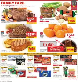 Family Fare weekly ad week 40 Page 1: Usda choice fresh, all-natural angus t-bone steak bone-in €11,99