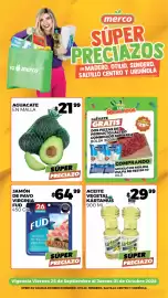Folleto Merco semana 39 Página 1: Aguacate en malla €21,99, Fud jamón de pavo virginia €64,99