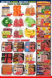 Three Star Cash and Carry catalogue Page 10: Sosaties Marinated Assorted €99,99, Bosveld Braaiwors €79,99
