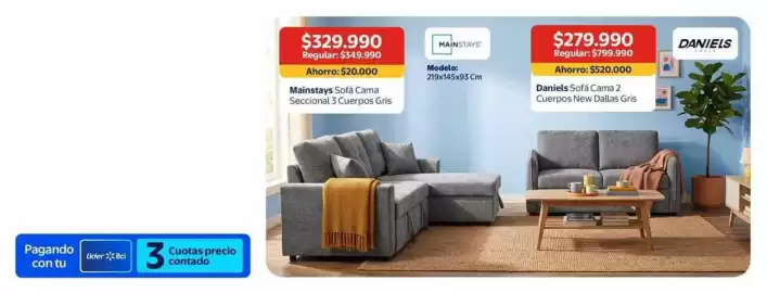 Catálogo Lider Página 5: Mainstays - sofa cama €329.990,00