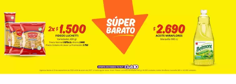 Catálogo Mayorista 10 Página 2: Lucchetti - fideos €9.700,00, Miraflores - aceite €2.690,00