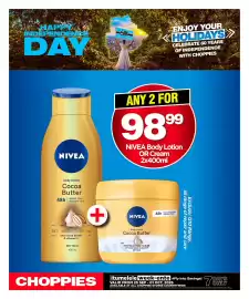 Choppies catalogue week 39 Page 15: NIVEA Body Lotion OR Cream €98,99