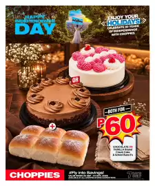 Choppies catalogue week 39 Page 23: CHOCOLATE OR VANILLA Round Cream Cake & School Buns 6's €60,00