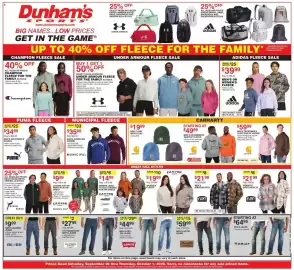 Dunham's Sports weekly ad week 39 Page 1: Flint Workwear Women's Shirtjackets €21,99, Carhartt logo sleeve hoodie €59,99