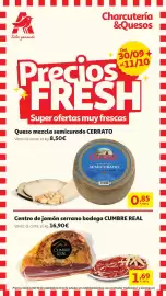 Folleto Alcampo Página 1: Cumbre real - centro de jamon serrano bodega €1,69, Cerrato - queso mezcla semicurado €0,85