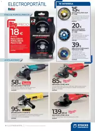 Catálogo BigMat Página 4: Milwaukee amoladora 125 mm 1.000 w €85,00, DeWalt mini amoladora 115 mm 900 w €95,00
