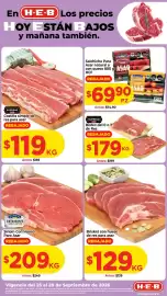 Folleto HEB Página 1: Brisket con hueso de res para asar €129,00, Supreme Costilla simple de res para asar €119,00