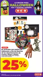 Folleto HEB Página 9: Destination Holiday Articulos con motivo de Halloween y Día de Muertos
