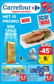 Carrefour folder Pagina 1: Vloeibaar wasmiddel, poeder of caps Dash €28,98, Broekjes Baby-Dry en doekjes Pampers €7,18