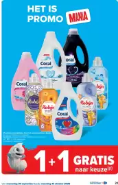 Carrefour folder Pagina 21: Vloeibare wasmiddelen Coral en wasverzachters Robijn €11,99