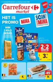 Carrefour Market folder week 40 Pagina 1: Varkenshaasje peper en zout €9,85, Prince koekjes €3,48