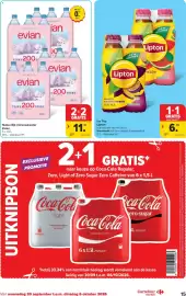 Carrefour Market folder week 40 Pagina 15: Ice Tea Lipton €6,09, Natuurlijk mineraalwater Evian €11,10