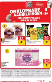 Carrefour Market folder week 40 Pagina 19: Wit toilet papier think pink €9,99, Brugse gedroogde ham Ganda €4,19