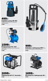 Biltema reklamblad Sida 12: Pumpautomat PA 1301 €1.599,00, Bensindriven Vattenpump GP... €1.699,00