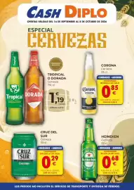 Folleto CashDiplo Página 1: Cruz del sur - cerveza €0,29, Corona - cerveza €0,85