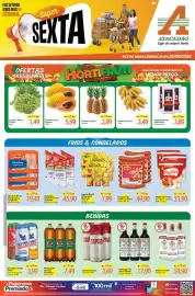Folheto Atacadão Página 1: Tropical - abacaxi €2,99, Seara - filé de peito de frango congelado €19,49