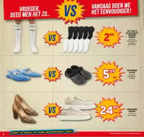 Trafic folder Pagina 6: VROEGER. DEED MEN HET ZO.. VS VANDAAG DOEN WE HET EENVOUDIGER! VS 39999 M 99 29⁹ SET VAN 5 PAAR