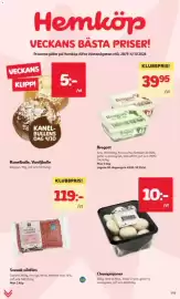 Hemköp reklamblad vecka 40 Sida 1: Bregott €39,95, Champinjoner €10,00