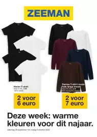 Zeeman folder week 39 Pagina 1: Heren T-shirt €6,00, Dames T-shirt ronde hals lange mouw €7,00