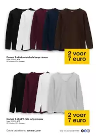 Zeeman folder week 39 Pagina 19: Dames T-shirt ronde hals lange mouw €7,00, Dames T-shirt V-hals lange mouw €7,00
