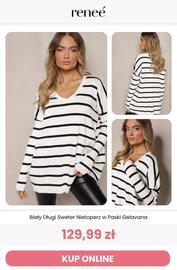 Renee magazyn Strona 10: Biały długi sweter nietoperz w paski Gelavana Renee €129,99