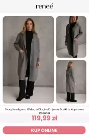 Renee magazyn Strona 8: Szary kardigan z wełną o długim kroju na guziki i z kapturem Radonla Reneé €119,99