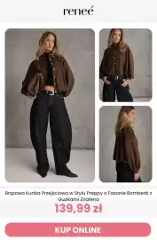 Renee magazyn Strona 9: Brązowa kurtka przejściowa w stylu preppy o fasonie bomberki z guzikami Zirafena Reneé €139,99