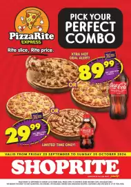 Shoprite catalogue Page 1: Coca cola - any small pizza or coke 300ml €29,99