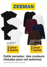 Catalogue Zeeman page 1: Tee-shirt homme €6,00, ZEISSMAN Tee-shirt à manches longues et col rond femme €7,00