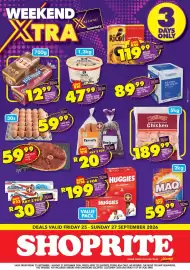 Shoprite catalogue Page 1: Bb - bakeries sliced brown bread €12,99, Stork - country spread 40% fat spread €47,99