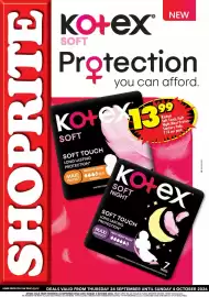 Shoprite catalogue Page 1: Kotex - soft €13,99