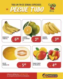 Catálogo Quartetto Supermercados Página 1: Laranja selecionada €2,19, Banana prata kg €3,98