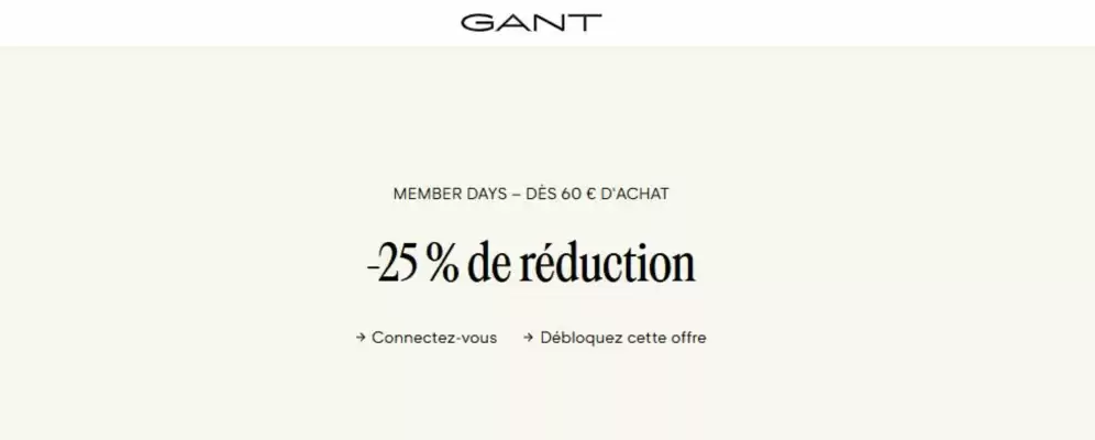 Gant (valable jusqu'au 31-10)