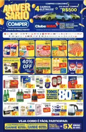 Folheto Comper Página 1: Óleo de soja soya €6,49, Ketchup heinz tradicional €10,95
