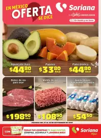 Folleto Soriana Híper Página 1: Molida de res 80/20 €108,90, Bistec de res para asar €198,90