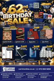 K Carrim catalogue Page 1: 72 nd 62nd Join Our Channel For Daily Instore Deals BIRTHDAY SALE DAILY INSTORE SUREBUL SPECIALS