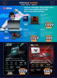 Volantino Unieuro Pagina 4: Msi Vector 16 HX AI €1.999,00, Msi Cyborg 15 €1.149,00