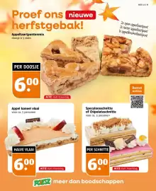 Poiesz folder week 40 Pagina 17: Appel kaneel vlaai €6,00, Speculoosschnitte of Chipolataschnitte €6,00