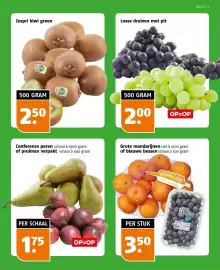 Poiesz folder week 40 Pagina 7: Grote mandarijnen of blauwe bessen €3,50, Conference peren of pruimen €1,75