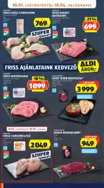 ALDI akciós újság hét 40 Oldal 10: Friss sertéskaraj €1.099,00, Friss egész csirkecomb €769,00