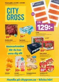 City Gross reklamblad Sida 1: Garant Vetemjöl €20,00, Blandfärsk 50/50 €99,95