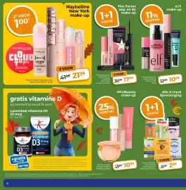 Trekpleister folder Pagina 4: Max Factor oog- en lip make-up €17,99, E.l.f. Setting spray Power Grip Rose €10,68