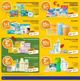Trekpleister folder Pagina 44: Pampers luiers en luierbroekjes €72,00, Nestle Pyjamapapje Yogolino en Ontbijtpapje €5,00