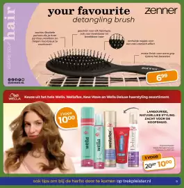 Trekpleister folder Pagina 9: Wella, Wellaflex, New Wave en Wella Deluxe €10,00, Zenner your favourite detangling brush €6,99