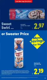 Lidl weekly ad week 40 Page 13: Pillsbury cinnamon rolls, original €2,97, Lidl cinnamon rolls with vanilla icing €2,19