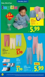 Lidl weekly ad week 40 Page 30: Lupilu baby knit overalls €5,99, Lupilu baby knit pants €5,99